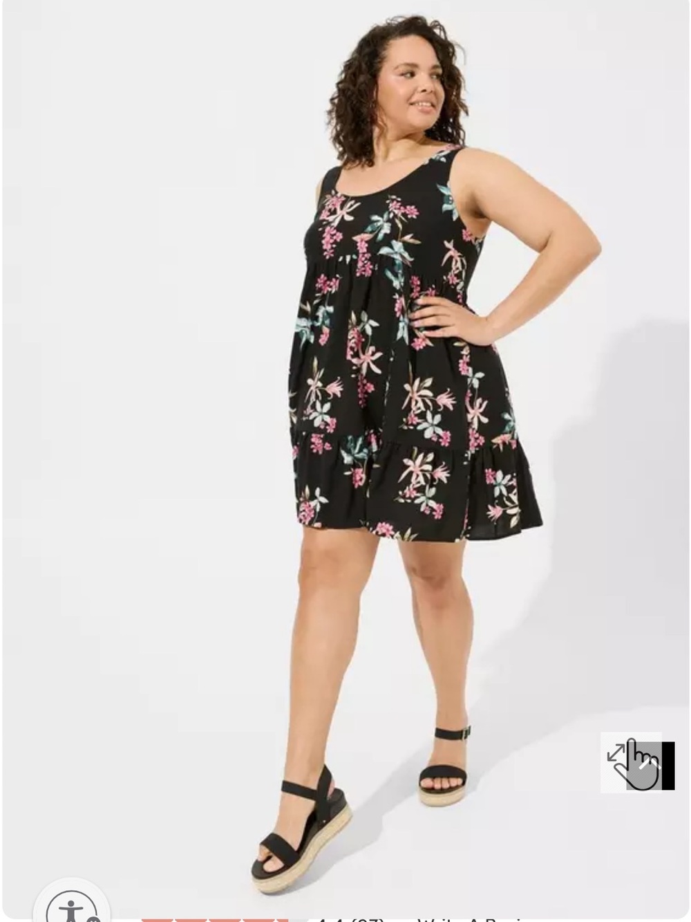 Torrid 2X Mini  Challis Floral Tiered Tank Dress